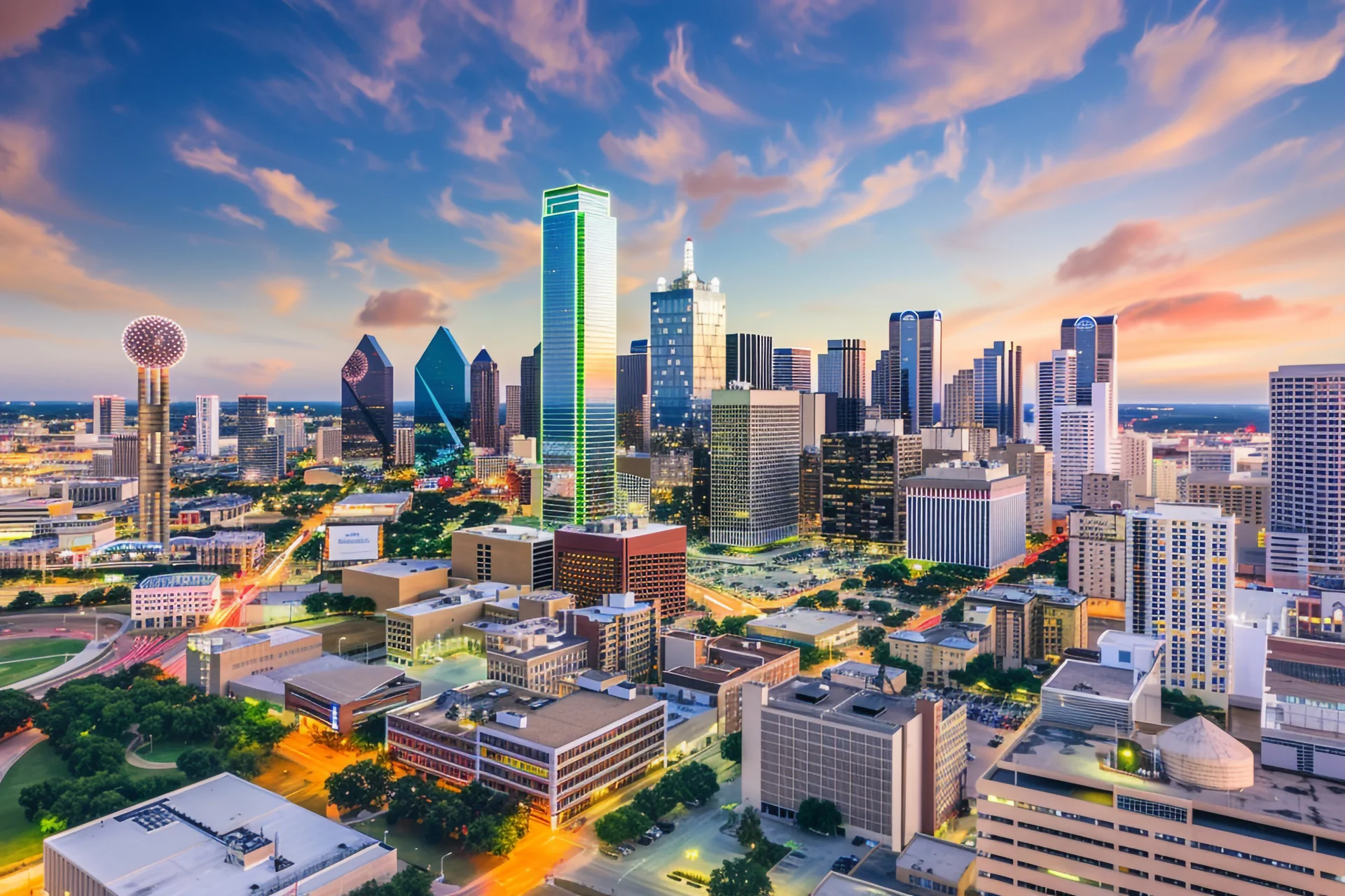 Luxury chauffeur service in Dallas providing executive transportation with premium vehicles and professional drivers against iconic Dallas skyline
