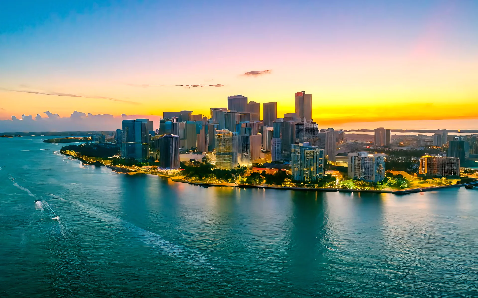 Luxury chauffeur service in Miami providing executive transportation with premium vehicles and professional drivers against iconic Miami skyline and South Beach waterfront